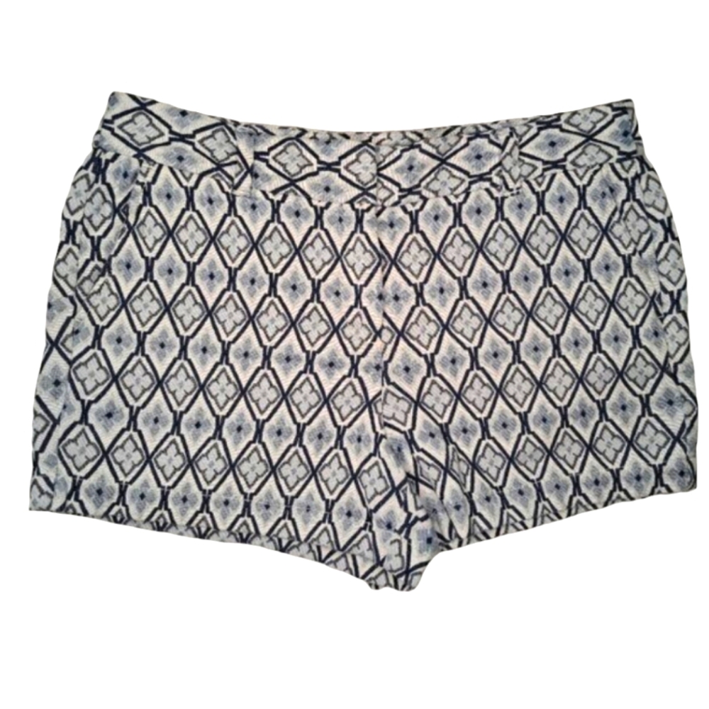 LOFT Blue White Patterned Embroidered Shorts Size 10